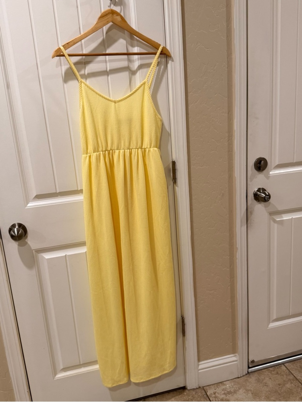 Wandering Dreams Yellow Ribbed Maxi Dress Sleeveless Summer Boho Small